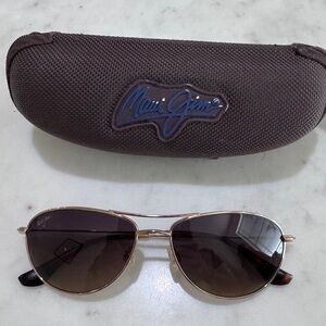 Maui Jim Gold Aviators Sunglasses with Original Case